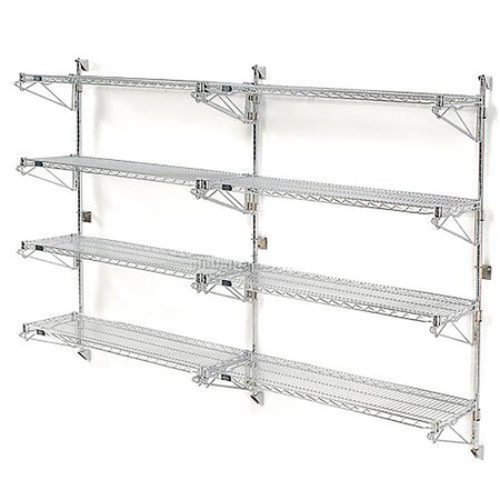 Nexel Poly-Green Wall Mount Wire Shelving, 42W x 14D x 63H 4-Shelf Add-On B1137173GZ